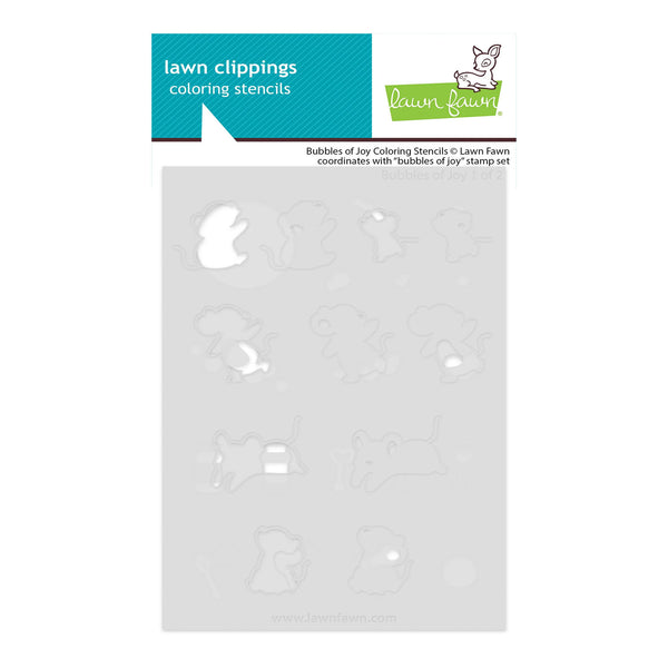 Lawn Fawn coloring stencil packaging with product name and branding on a white background