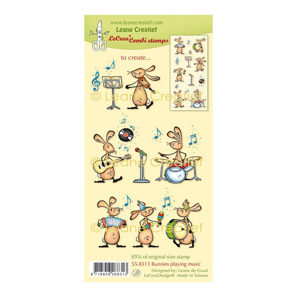 Leane Creatief Combi Clear Stamp - Bunnies Playing Music