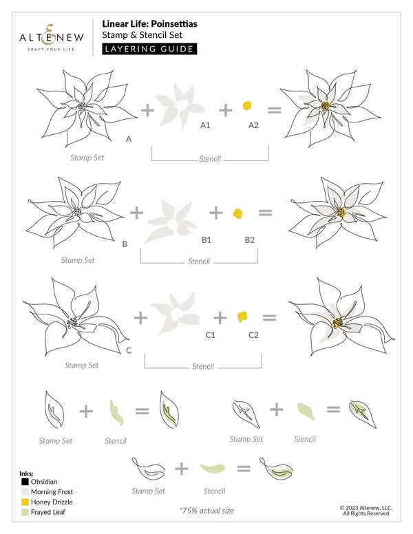 Altenew Linear Life Poinsettias Simple Colouring Stencil*