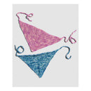 Knitted pink and blue bandana on a white background