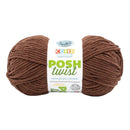 Brown yarn ball with 'Posh Twist' label on a white background