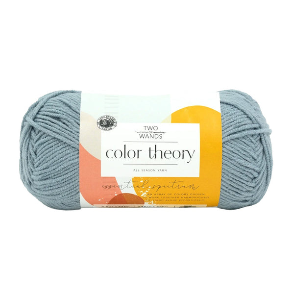Ball of yarn with 'Two Wands Color Theory' label on a white background