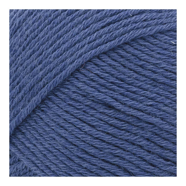 Close-up of blue yarn with a textured pattern