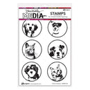 Dina Wakley MEdia Cling Stamps 6"X9" Circle Furbabies