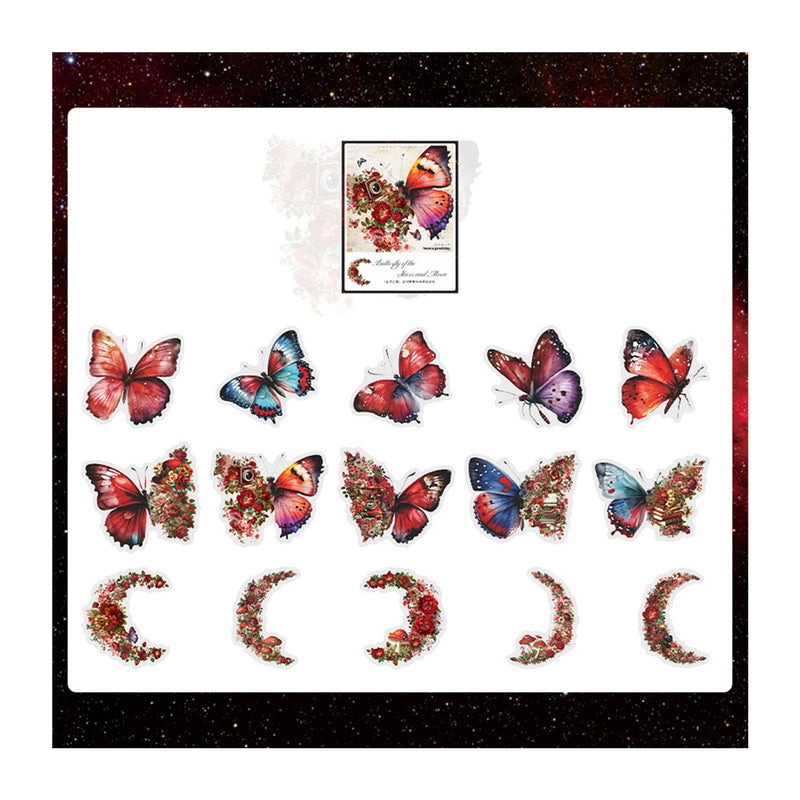 Poppy Crafts Floral Butterfly Sticker Pack - Red