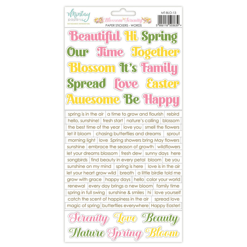 Mintay Paper Stickers - Words - Blossom Serenity