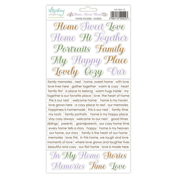 Mintay Paper Stickers - Words - Home, Sweet Home