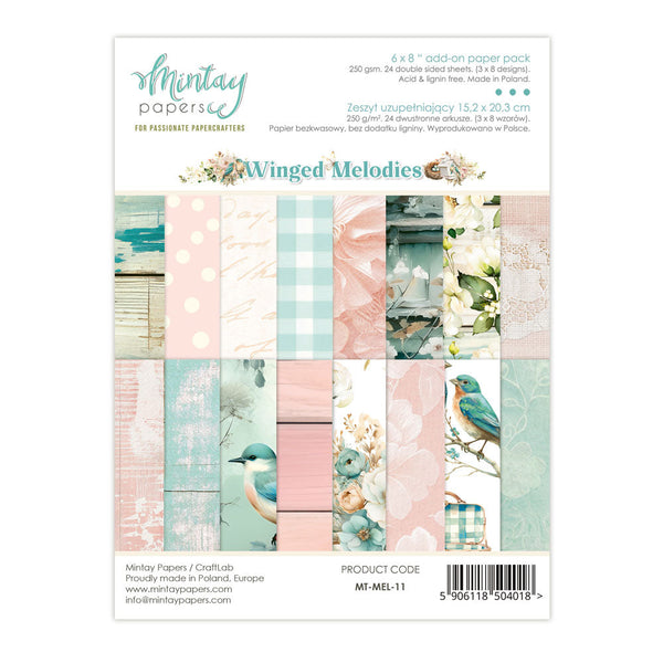 Mintay Scrapbook Add-on Paper Pack 6"x 8" - Winged Melodies