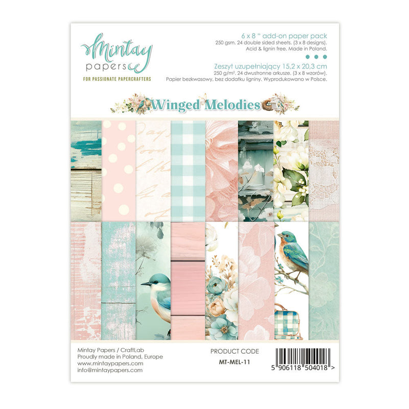 Mintay Scrapbook Add-on Paper Pack 6"x 8" - Winged Melodies