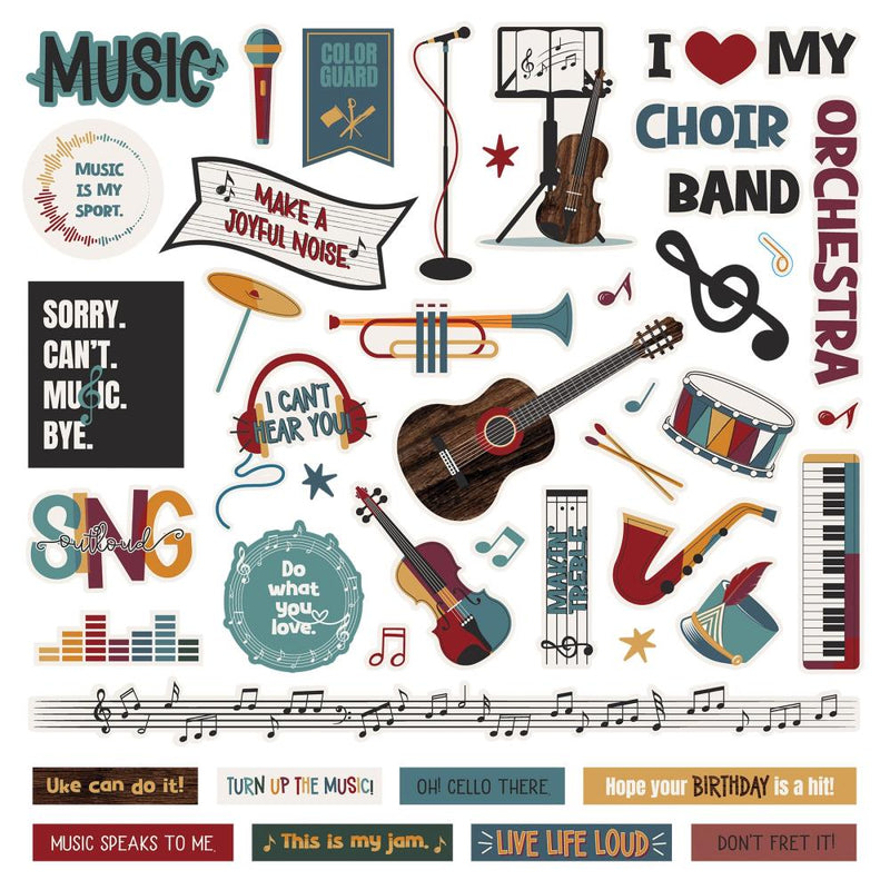 PhotoPlay Music Notes Stickers 12"X12" Element