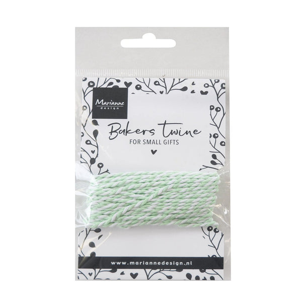 Bakers twine package with white background and green twine