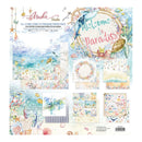 Underwater-themed paper pack with 'Welcome to Paradise' text and various sea creature illustrations.