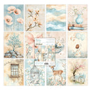 Collection of scenic and nature-themed paper sheets with a central display card.