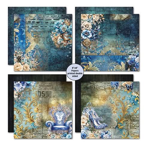 3 Quarter Designs Scrapbook Paper Pack 8"x 8" - Grunged Baroque