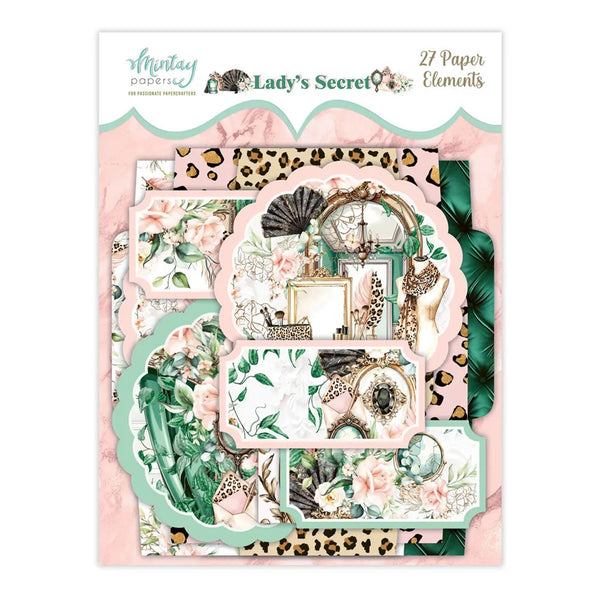 Packaging of Lady's Secret paper elements with decorative designs on a white background