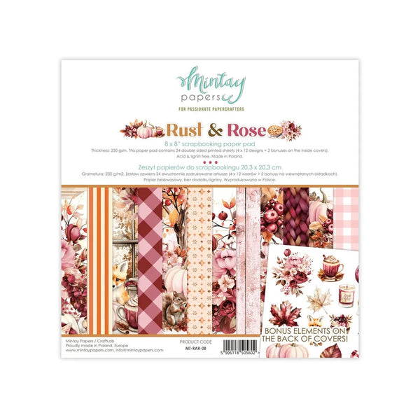 Mintay Scrapbook Paper Pack 8" x 8" - Rust & Rose