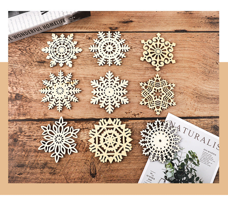 Poppy Crafts Wooden Ornaments Set - Christmas Collection - Snowflakes