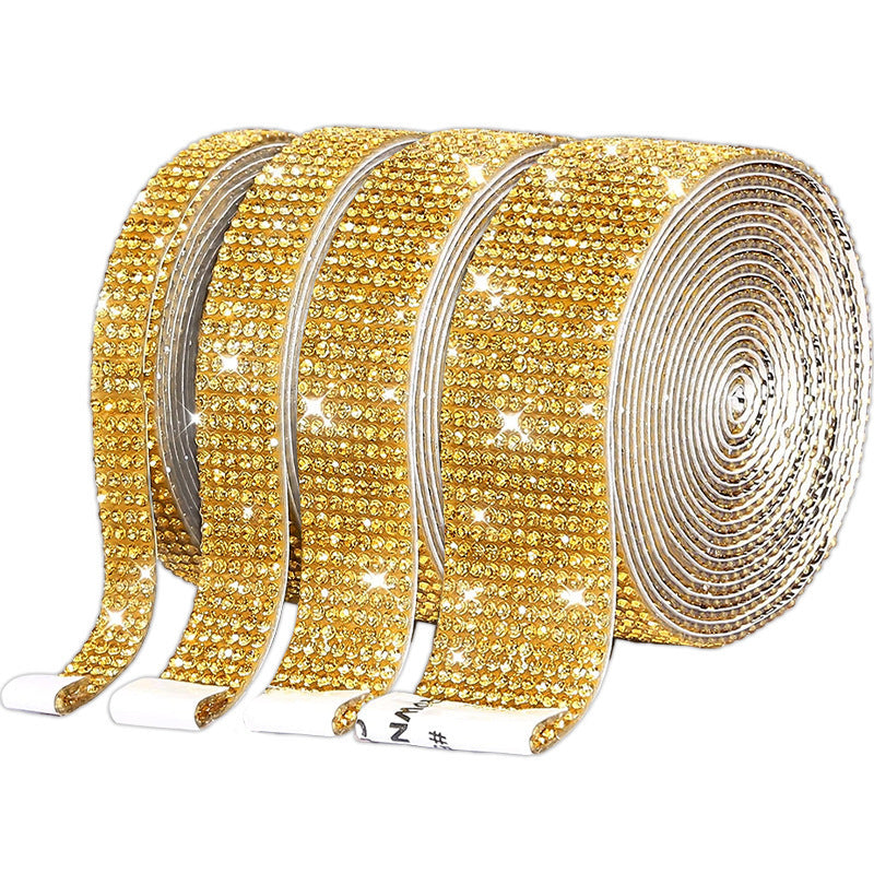 Poppy Crafts Self-adhesive Diamond Rhinestone Ribbon - Gold Medal 4 Pack