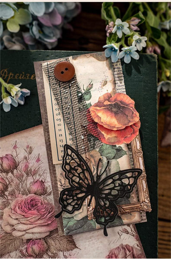 Poppy Crafts Burnt Edge Scrap Paper Pack - Red Florals