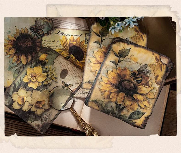 Poppy Crafts Burnt Edge Scrap Paper Pack - Yellow Flora & Fauna