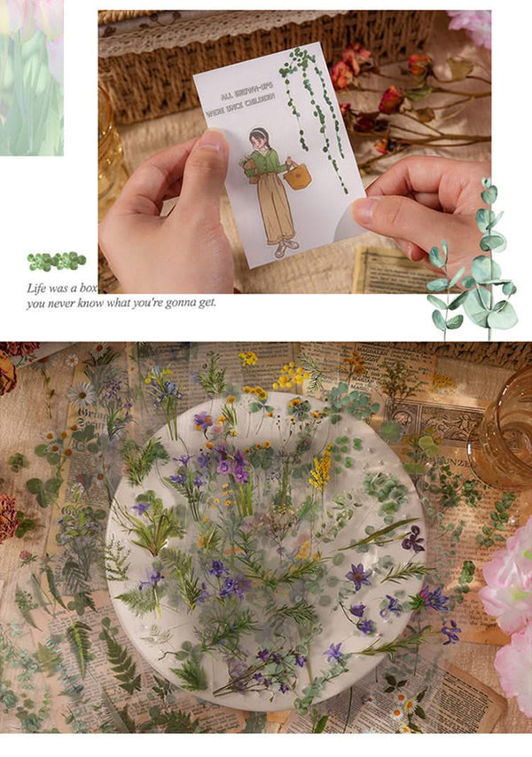 Poppy Crafts Natural Sticker Pack - Mixed Purple Flowers