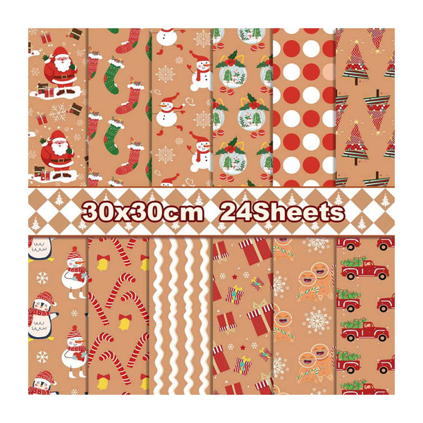 Poppy Crafts 12"x12" Christmas Collection Paper Pack #102 - Christmas Kraft