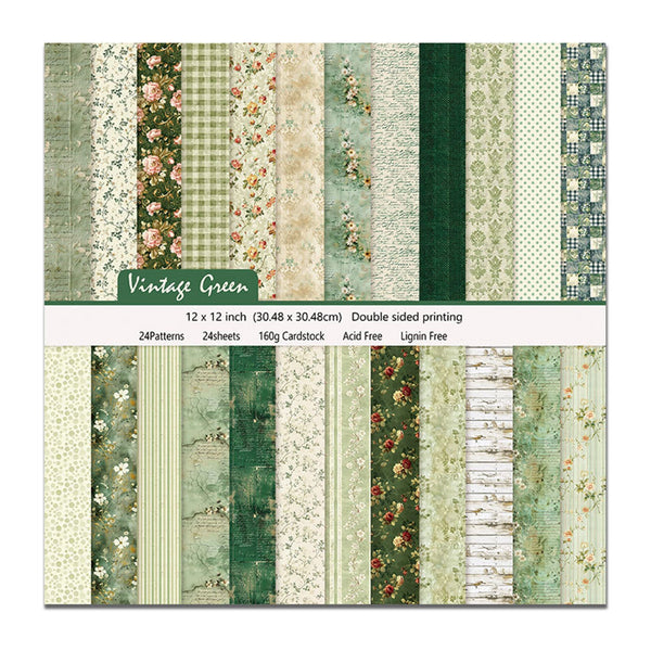 Poppy Crafts 12"x12" Paper Pack #106  - Vintage Green