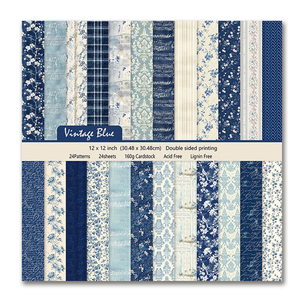 Poppy Crafts 12"x12" Paper Pack #109 - Vintage Blue