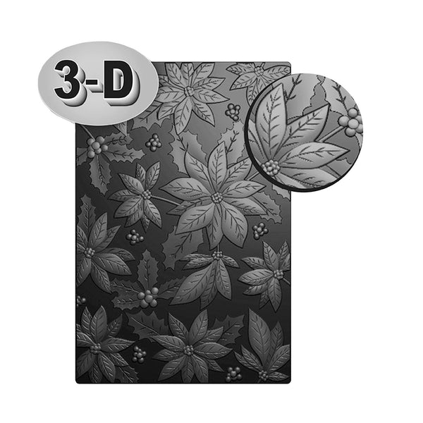 Poppy Crafts 3D Embossing Folder #67 - Poinsettia & Holly