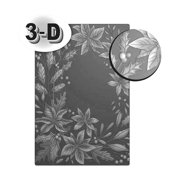 Poppy Crafts 3D Embossing Folder #80 - Christmas Holly Frame