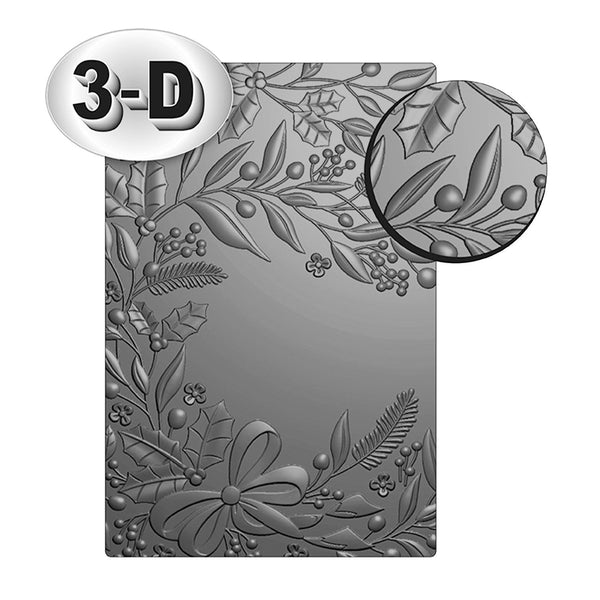 Poppy Crafts 3D Embossing Folder #88 - Festive Floral Border