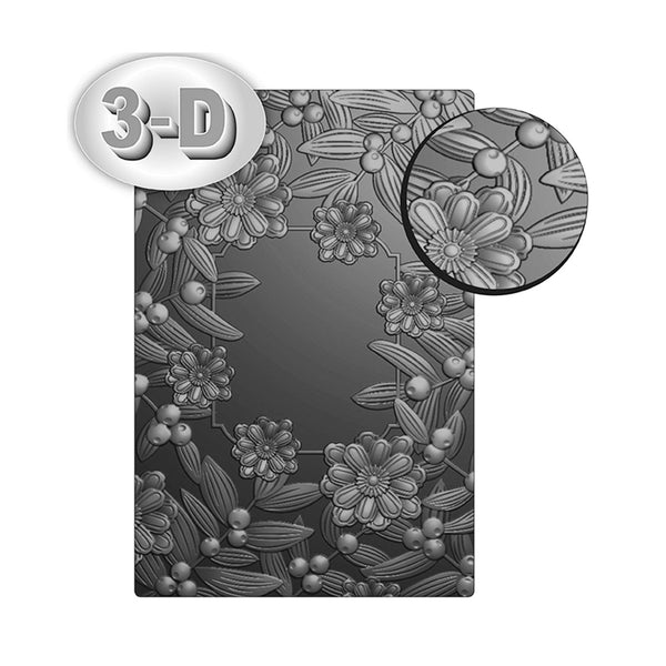 Poppy Crafts 3D Embossing Folder #94 - Floral Frame #2