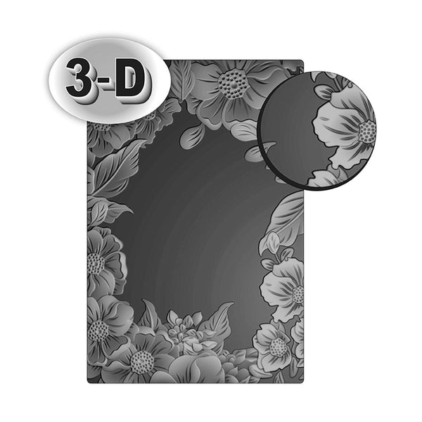 Poppy Crafts 3D Embossing Folder #95 - Floral Frame #3