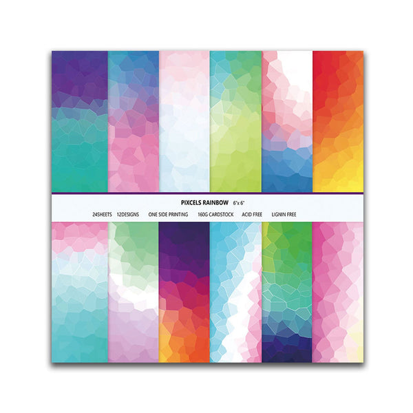 Poppy Crafts 6"x6" Paper Pack #251 - Pixels Rainbow