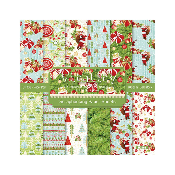 Poppy Crafts 6"x6" Christmas Collection Paper Pack #297 - Vitality