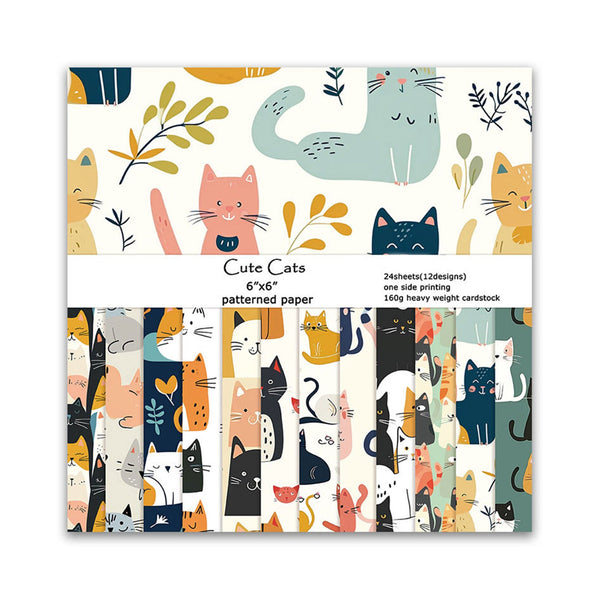 Poppy Crafts 6"x6" Paper Pack #324 - Cute Cats