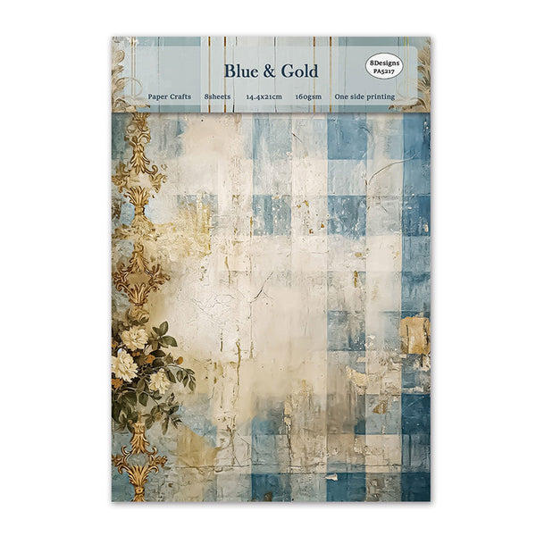 Poppy Crafts A5 Paper Pack #14 - Blue & Gold