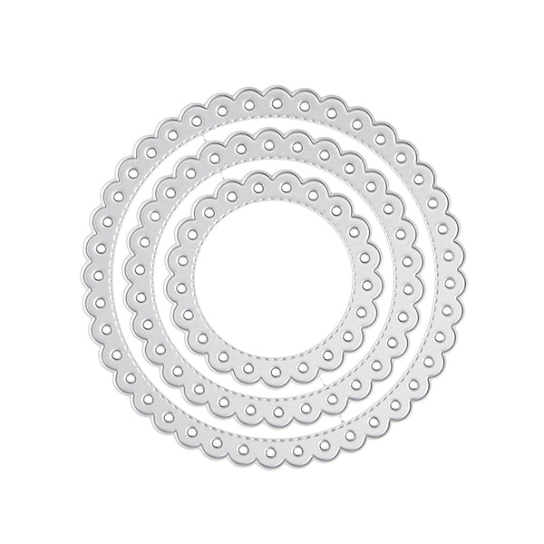 Poppy Crafts Cutting Dies #833 - Nesting Dies - Stitched Scalloped Frame Circle