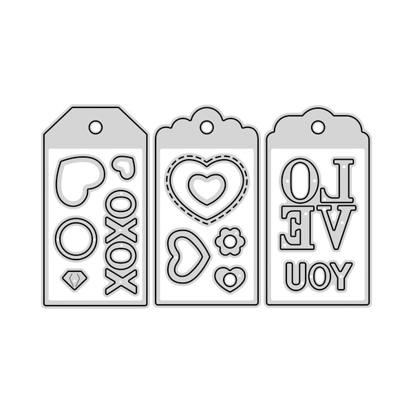 Poppy Crafts Cutting Dies #847 - Love Tags