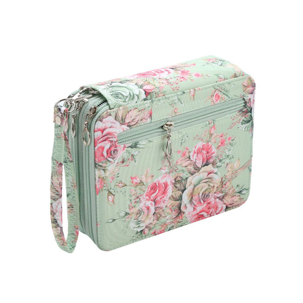 Poppy Crafts Compact Pencil Case #6 - Green Floral