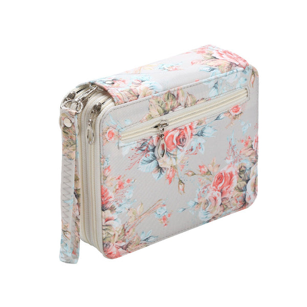 Poppy Crafts Compact Pencil Case #7 - Cream Floral