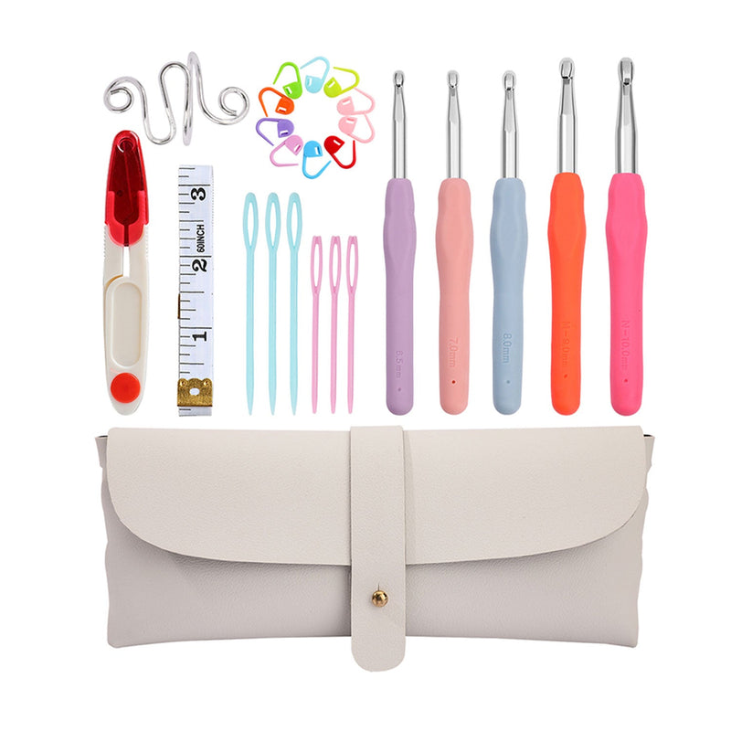 Poppy Crafts Crochet Hook Set & Accessories - Pastel Beige