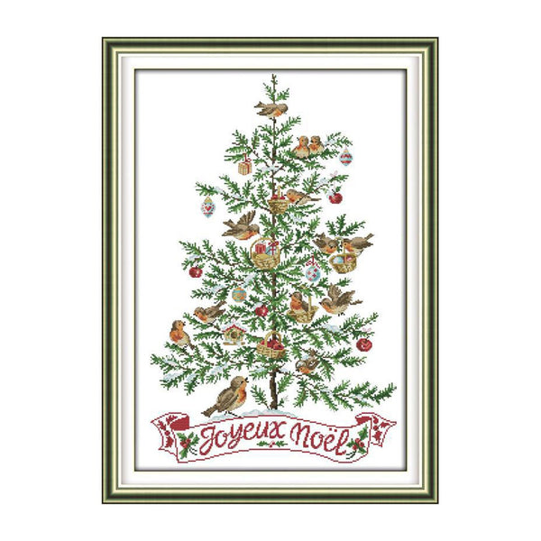 Poppy Crafts Christmas Cross-Stitch Kit #153 - The Christmnas Tree with Birds