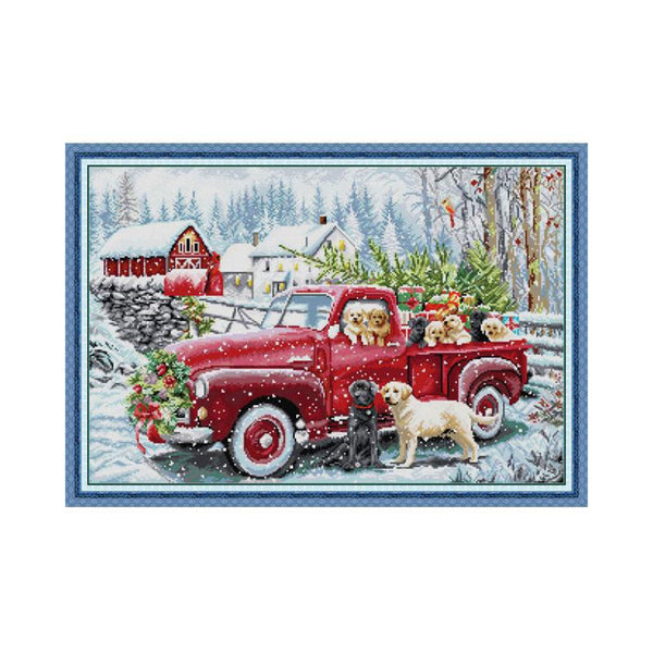 Poppy Crafts Christmas Cross-Stitch Kit #163 - Christmas Delivery Van