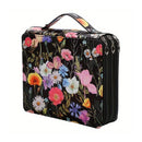 Floral-patterned makeup bag on a white background