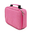 Pink travel case with a handle on a white background