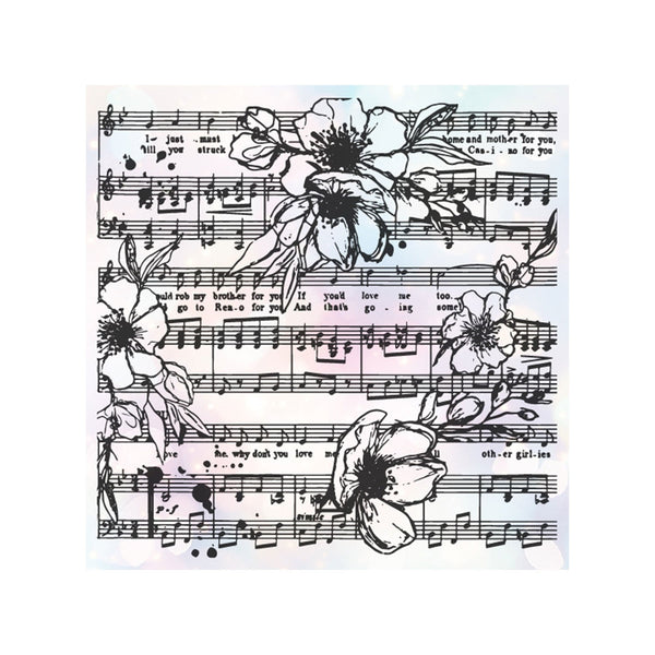 Poppy Crafts Clear Stamps #413 - Background - Flower Music