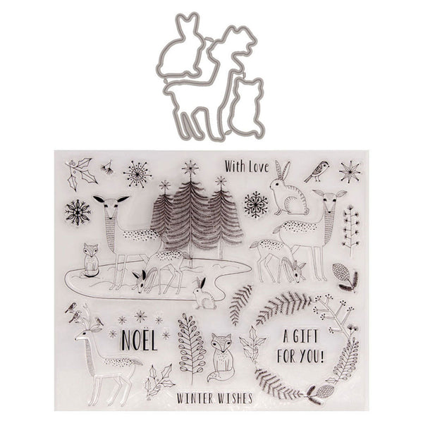 Poppy Crafts Cutting Dies & Stamp Set #129 - Winter Wishes