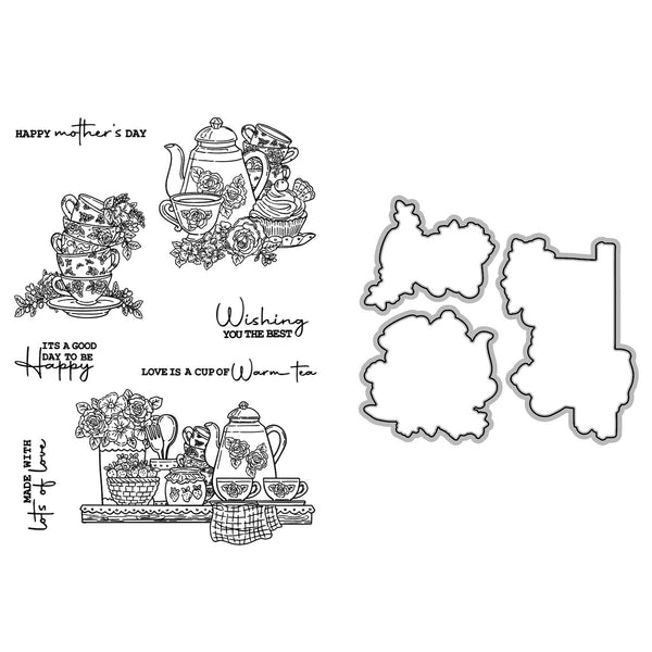 Poppy Crafts Cutting Dies & Stamp Set #166 - Love Is a Cup of Warm Tea