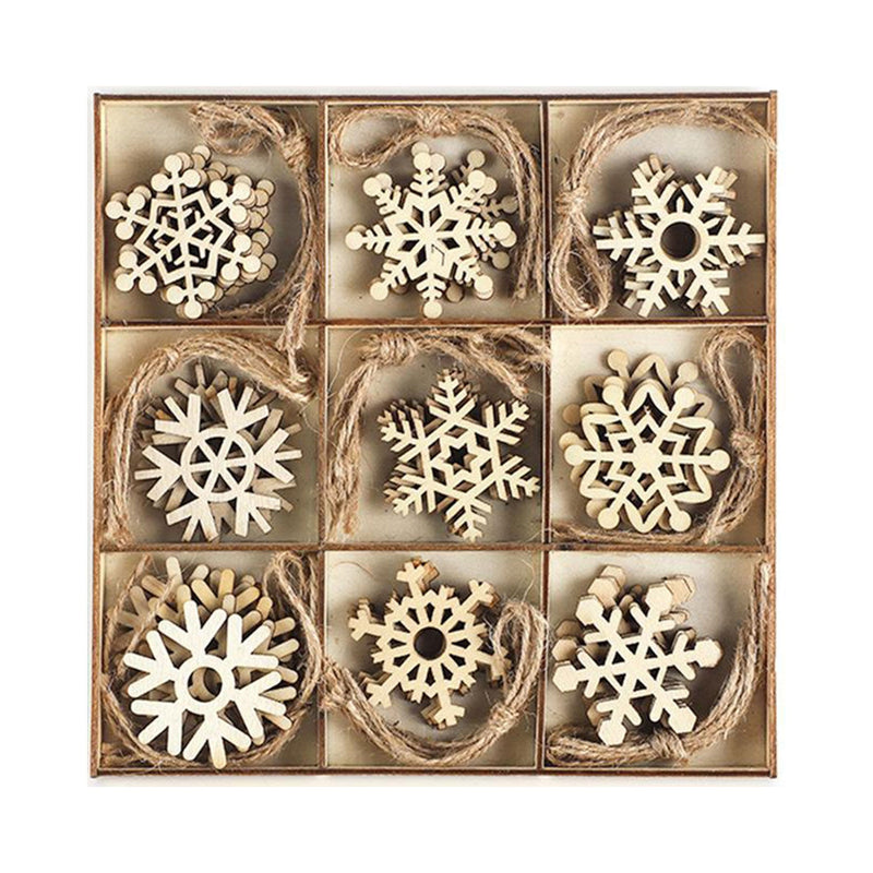 Poppy Crafts Wooden Ornaments Set - Christmas Collection - Simple Snowflakes